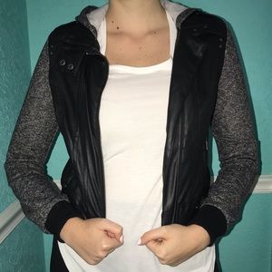 Faux leather bomber jacket